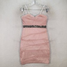 Windsor Womens Dress Size 7 Blush Sweetheart Rhinestone Stretch Evening Mini