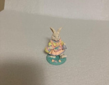 Russ Berrie - Miniature Easter Bunny Figurine With Eggs Bell - 14095