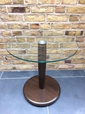 Ercol circular side table with a glass top - Traditional Finish