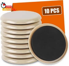 10PCS Furniture Sliders, 3 1/2" Furniture Sliders for Hardwood Floors, Reusable 