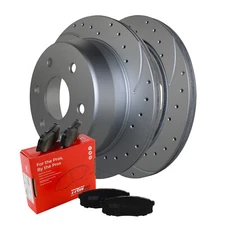 Rear Brake Kit Drilled 325mm Disc Rotors TRW Pro Ceramic Pads For Chevrolet GMC
