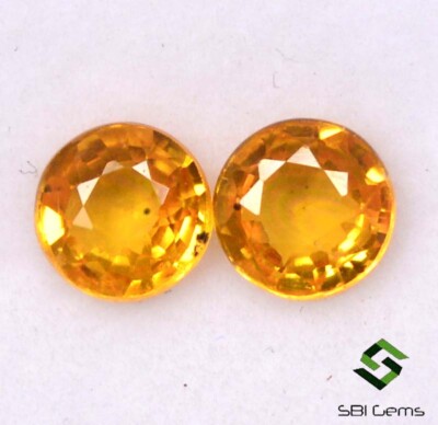 SBI Gems 1.14 Cts Gelber Saphir Rundschliff Paar 4,75 mm Lose Edelsteine