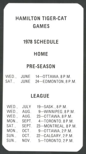 RARE 1978 Hamilton Tiger Cats CFL Football Schedule !! No Sponsor NEAR MINT-MINT - Picture 1 of 1