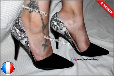 Escarpins Sexy Bicolor Python Céline High Heels Shoes Talons - Photo 1/4