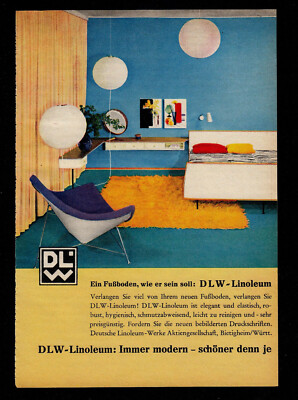 3w5284/ Alte Reklame von 1960   DLW Linoleum: Immer modern   schöner denn je.