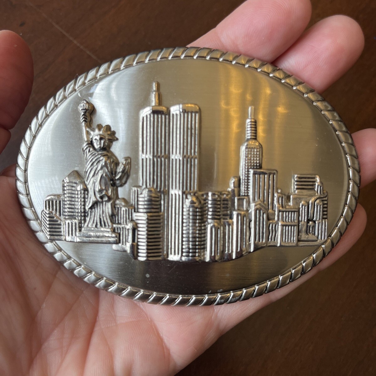 Vintage NYC Belt Buckle Statue Of Liberty Twin Towers Unisex 9/11
