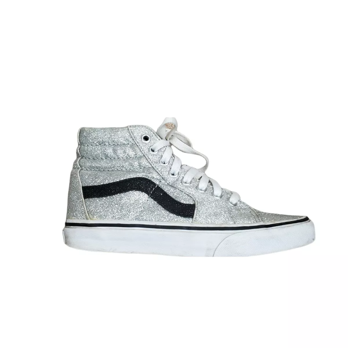 Vans SK8 HI Shoes High Sneakers Size | 5.5 Board Glitter Women Silver eBay Top