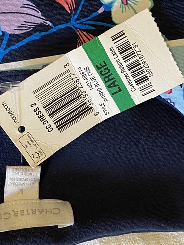 NWT Charter Club slimming shift dress size Large Blue Floral Jersey Knit. - Picture 5 of 10