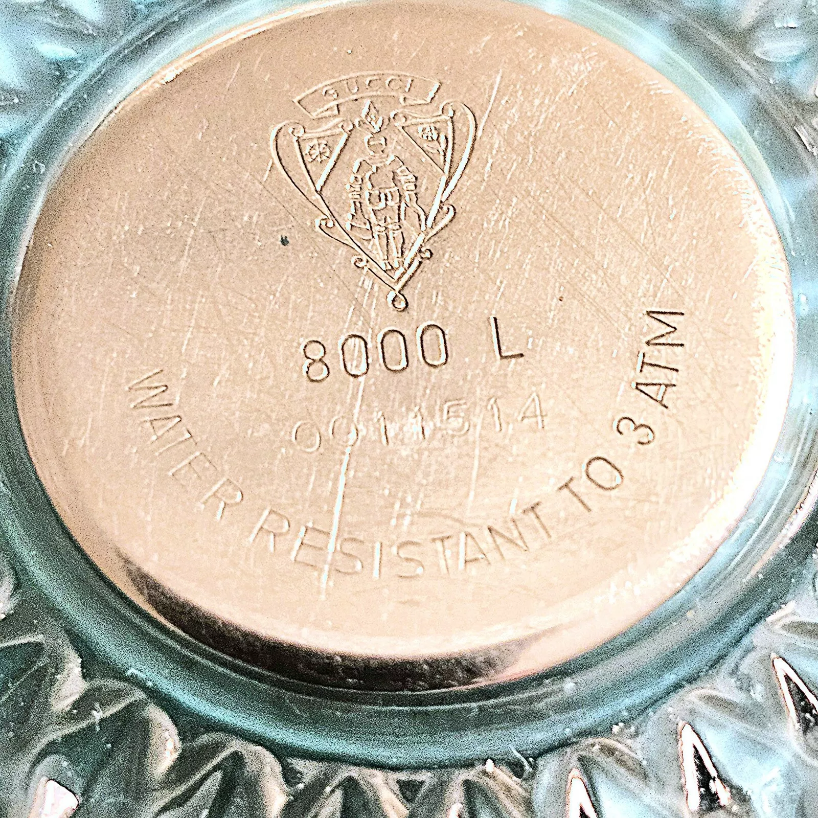 BOITIER DE MONTRE ORG GUCCI 8000L COUVERCLE ARRIÈRE BLANC ARGENT 0011514 ÉTANCHE 3 ATM