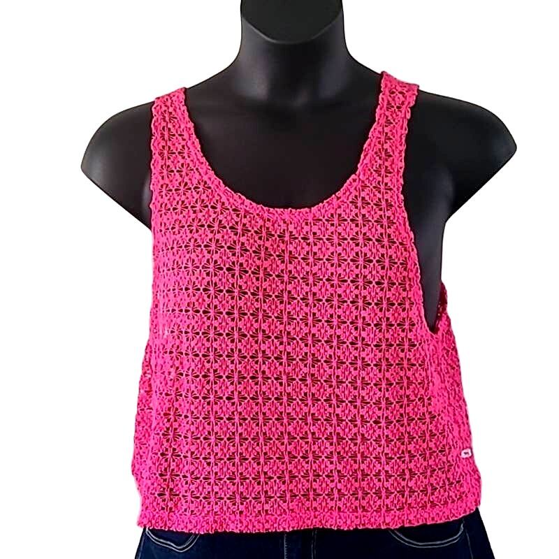 Victoria’s Secret Embroidered Pink Sleeveless Sheer Workout Top - Size Medium