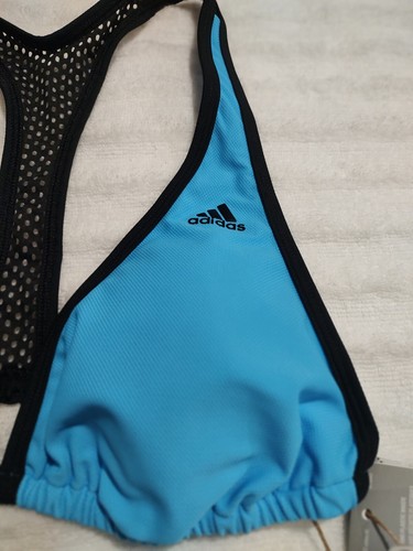 adidas SOULEAF GRAFISCHES BIKINI TOP blau Sky Rush Netz Damen Größe Small - Bild 2 von 13