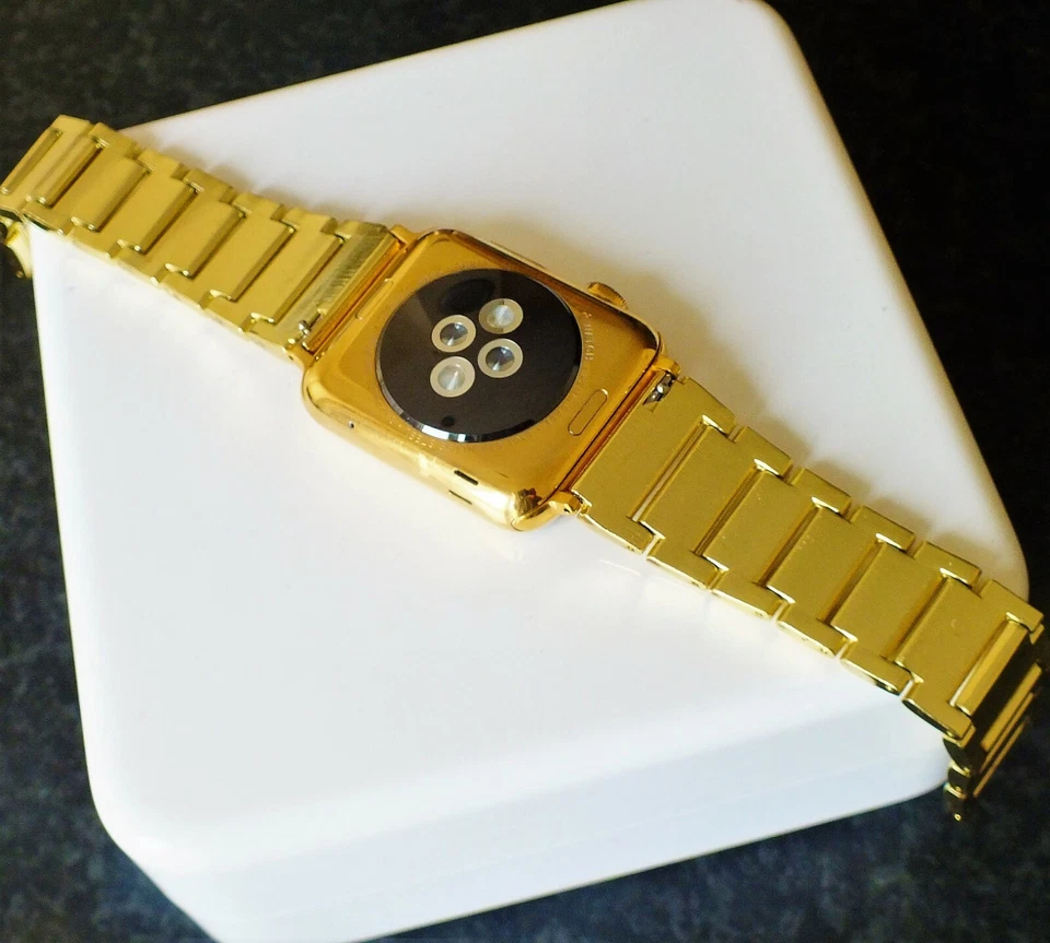 24ct Gold Plated 42MM Apple Watch Smart Gold Links Band Diamond Rhinestones 24K, photo 4 of 5