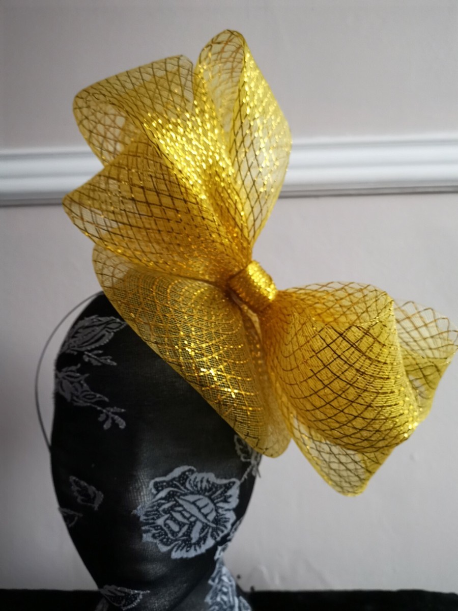 gold fascinator millinery burlesque headband wedding hat  display picture 2