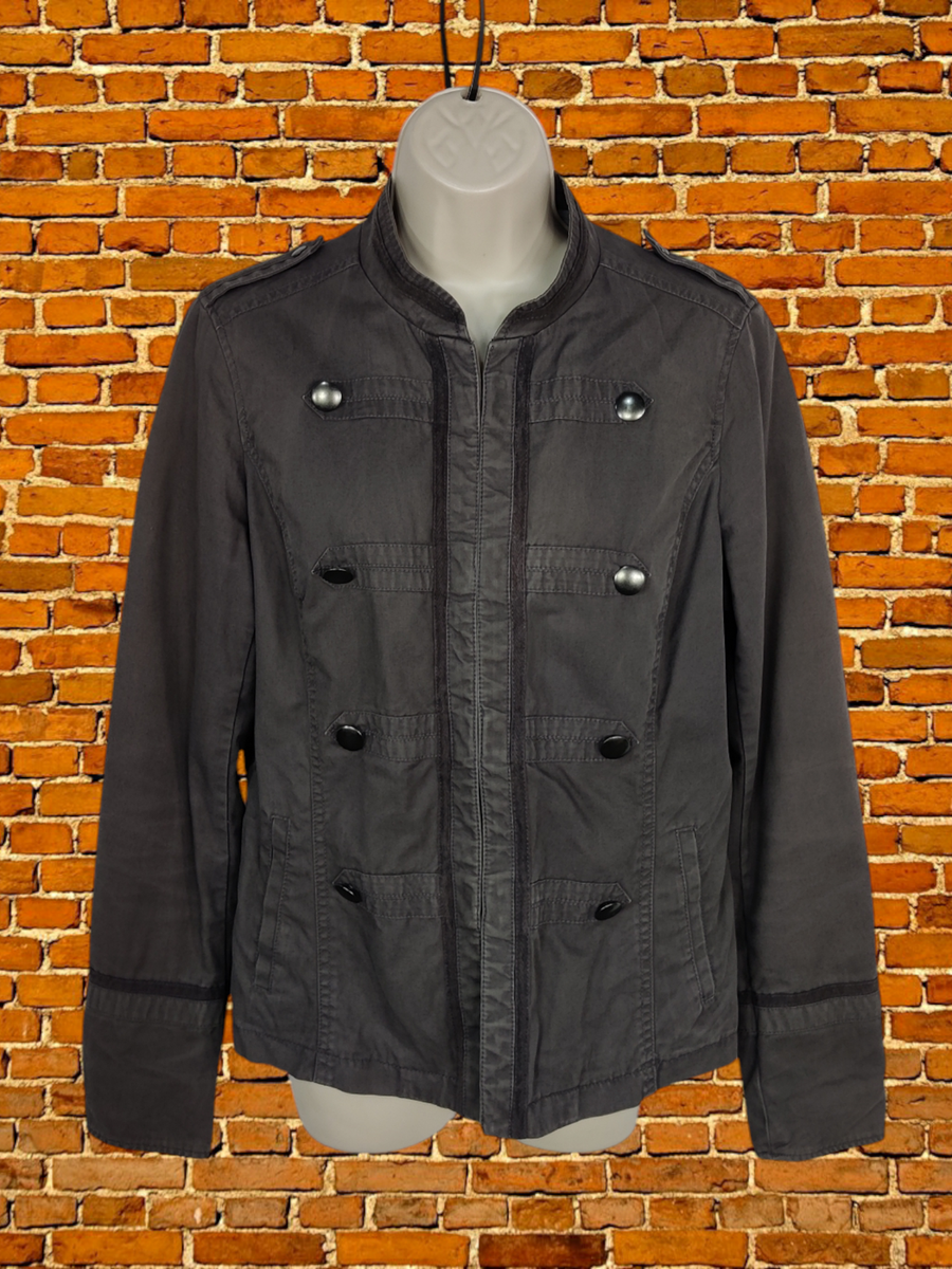 WOMENS M&S INDIGO SIZE UK 12 CHARCOAL MILITARY STYLE LIGHT JACKET