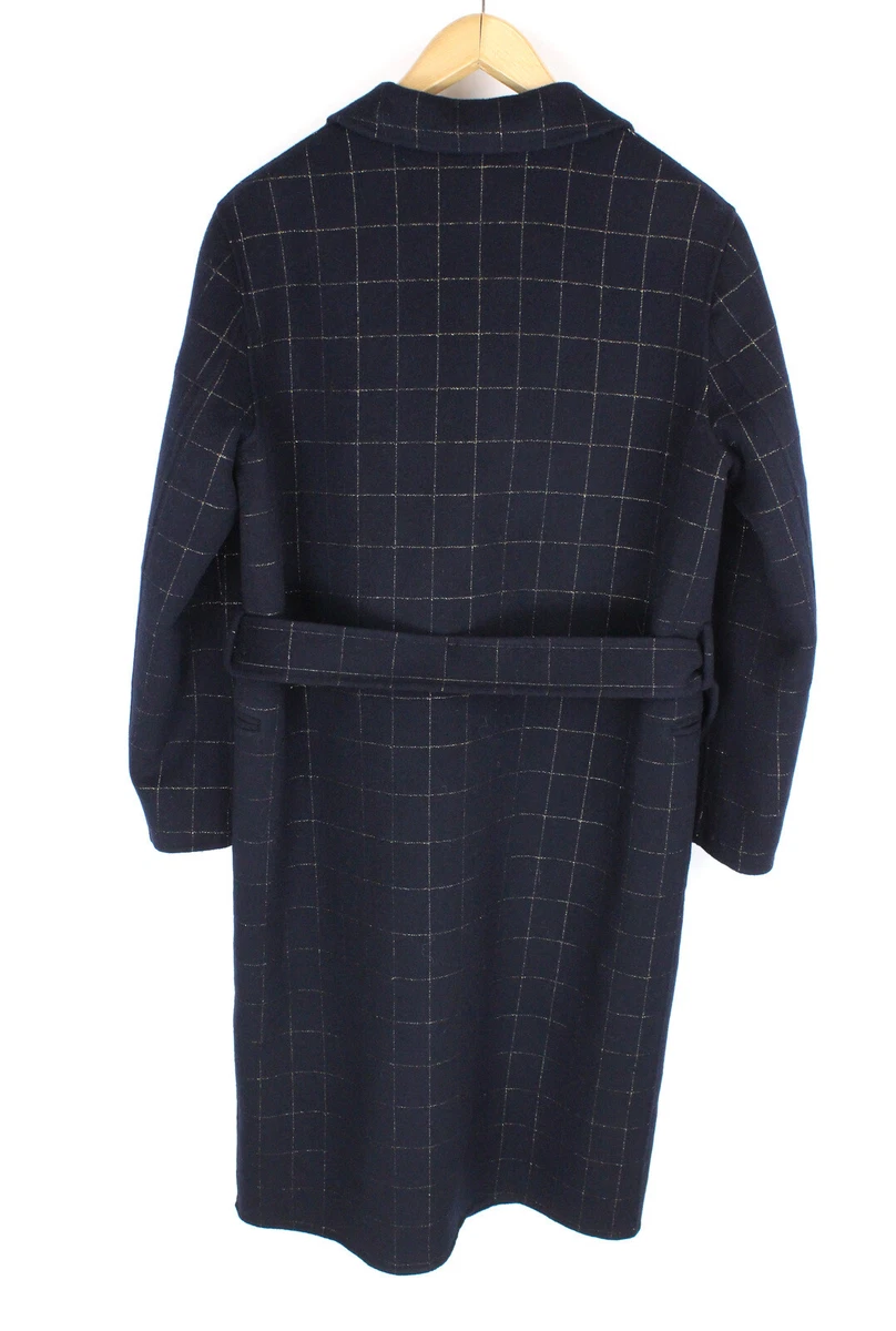 Sandro long checked store wool coat