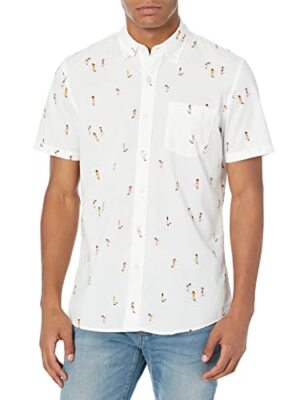 Goodthreads Men's Standard-Fit Short-Sleeve Skater Print Poplin Shirt! S 2XL XXL
