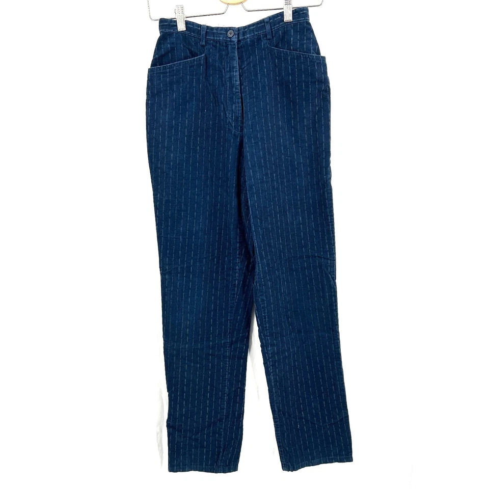 Vintage 90s Laura Ashley stripe high rise baggy corduroy pant tapered leg boho 6 - Image 4 of 4