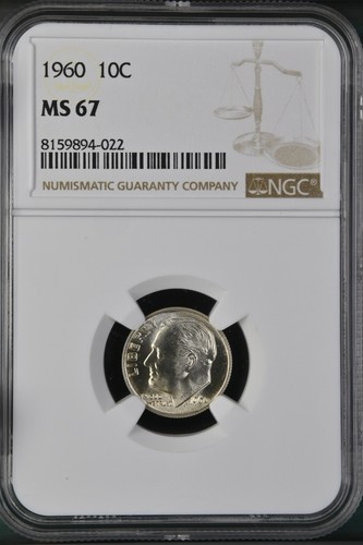 1960 10C  Roosevelt Dime NGC MS67   8159894-022 - Picture 1 of 2