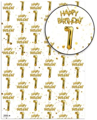 1st Birthday Wrapping Paper White Gold Foil Effect Birthday Gift Wrap  Present UK