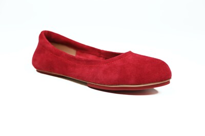 Sahach Ballet Flats Italian Leather Velvet Whisper Suede Cardinal Red