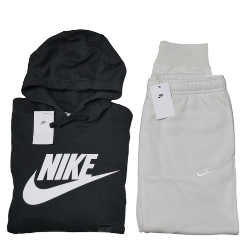 Nike Mens 2 PC Club Fleece Sweatsuit Size XL Fleece Tracksuit Set Khaki/Black