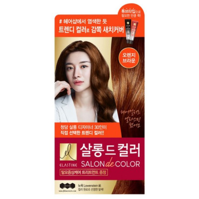 Elastine Salon de Color Hair Dye Set, Orange Brown, 1EA