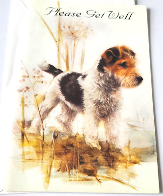 Vintage Greeting Card Cute Puppy Dog Terrier Get Well
