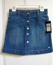 TOMMY HILFIGER Girls Denim Skirt with 2 front snap buttons SZ 8 Reg. 39