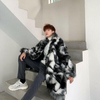 Men's Luxury Winter Faux Mink  Warm Overcoat Parka Long Jacket Casual Coat