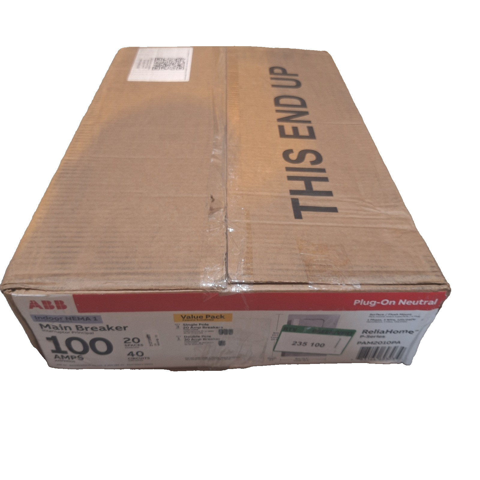 ABB 100A 20-Space 40-Circuit Main Breaker Indoor Panel Value Pack PAM2010PA