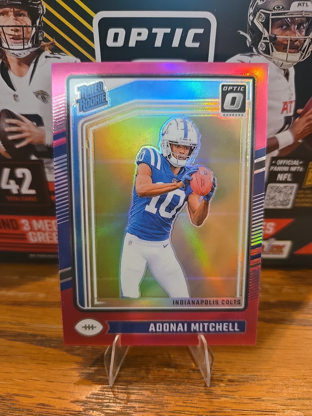 2024 Panini Donruss Optic - Rated Rookie Adonai Mitchell #203 Pink Prizm (RC)