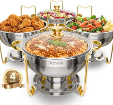 Juego de buffet de platos para frotar, paquete de 5 cuartos de galón y 4 chafer de acero inoxidable con 4 pa de tamaño completo