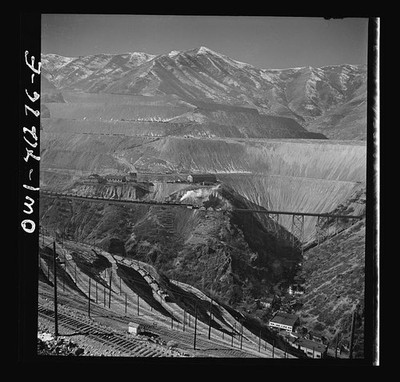 Bingham Canyon Utah 1942 Utah Copper Co Open-Pit Mine Railroads Trestle Bridge