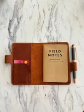 Personalized Field Notes Leather Cover-Handmade Refillable Notebook Case