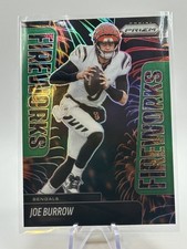 2025 Panini Prizm - Fireworks Joe Burrow #25 Green Prizm Cincinatti Bengals