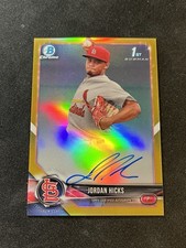 2018 Bowman Chrome Auto Jordan Hicks Gold Refractor 45/50 #CPA-JHI Cardinals