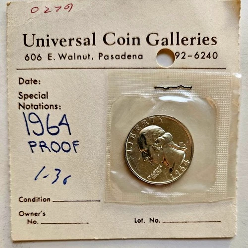 1964-P Washington Proof Quarter ~ 90% Silver