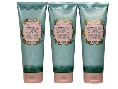 NEW 3 BATH & BODY WORKS SWEETEST SONG WOMEN ULTIMATE HYDRATION BODY CREAM 8 OZ