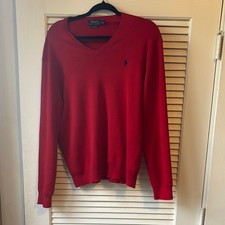 Men  s size medium red v neck cotton sweater