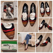Vintage Bally of Switzerland Red Black Suede Pump Kitten Heels Size 7M