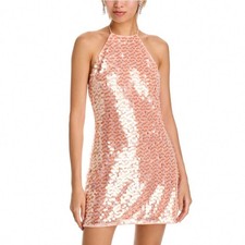 TOCCIN Micky Halter Tie Neck Shift Dress Mango Multi Sequin Mini Size 10 NEW