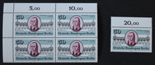 Berlín: Mi.-Nr. 639 - Bloque de cuatro esquinas con valor + EM Oberrd. m. valor, franqueo postal
