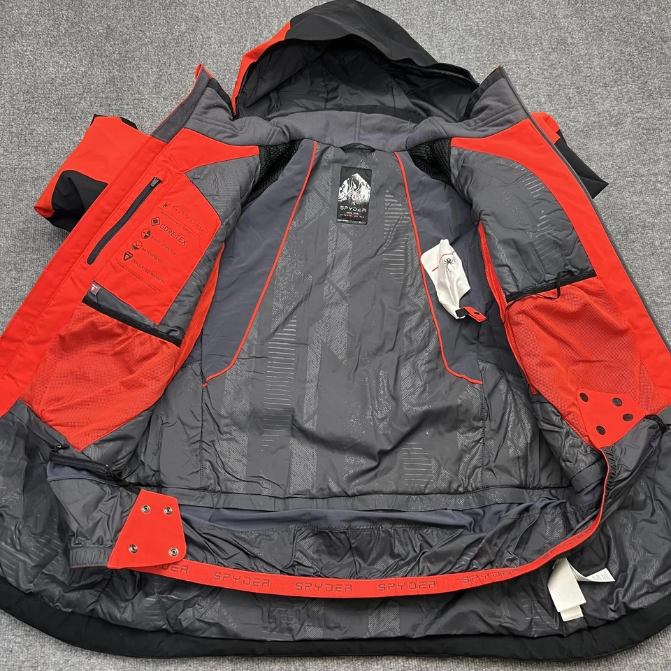Jaqueta Spyder Masculina XL Vermelha Preta GORE-TEX Primaloft Esqui Neve Com Capuz Impermeável - Imagem 2 de 4