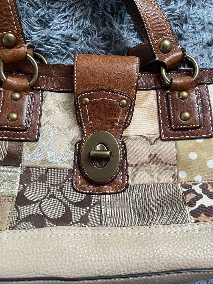 Coach Suede Patchwork Turnlock Bag Multi Color Ze… - image 21