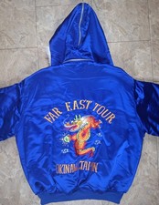 Vintage Far East Tour Okinawa Japan Jacket XL Blue 80s Souvenir Embroidered