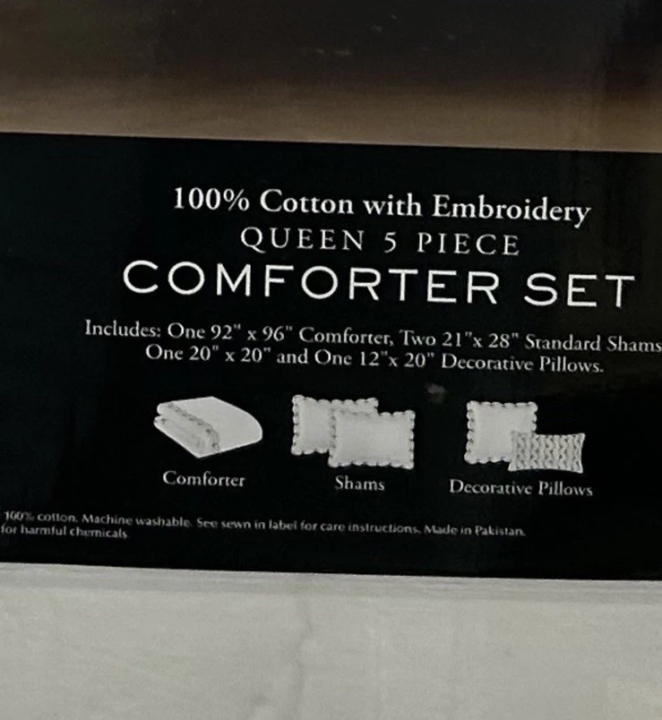 Nicole Miller 黑白棉带刺绣大号棉被套装 92 英寸 x 96 英寸 — 第 3/4 张图片