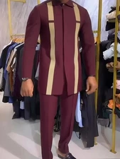 Autumn Dress Gentleman's Shirt Set, Men's Fashion Casual Classic Stripe Pattern 