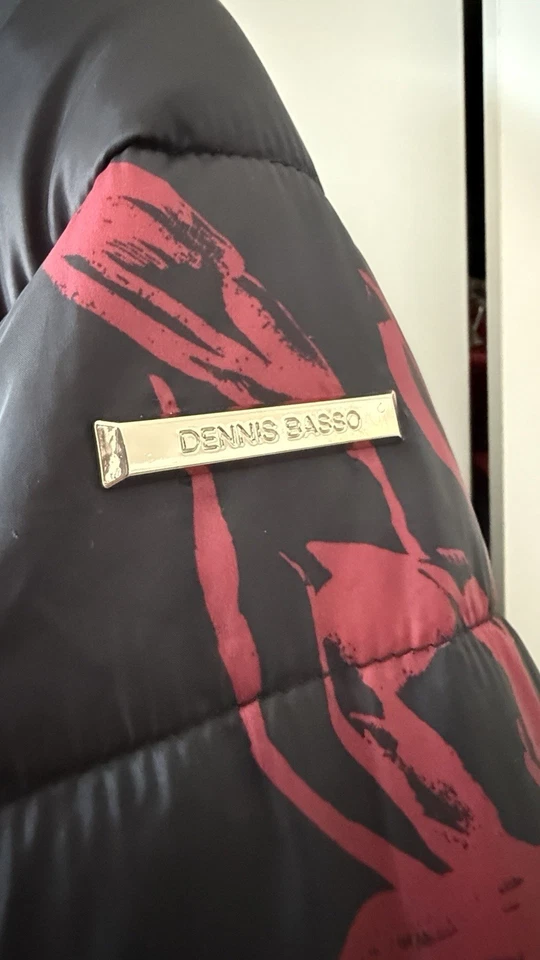 Abrigo de Invierno Negro Rosa Floral Poliéster Puffer Chaqueta Imitación Piel Capucha Foto 3 de 4