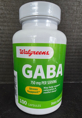 Walgreens GABA 750 mg Capsules 100 Count, Stress and Sleep Support, Exp: 06/2027