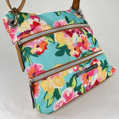 Lily Bloom Turquoise Bright Floral Print Multi-Zip Crossbody Bag Eco-Friendly